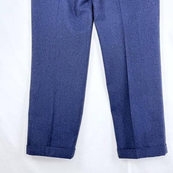 Paul Frederick Men’s 36x29 Navy Blue Pleated Dress Pants Cuffed Wool Cashmere - Picture 9 of 14